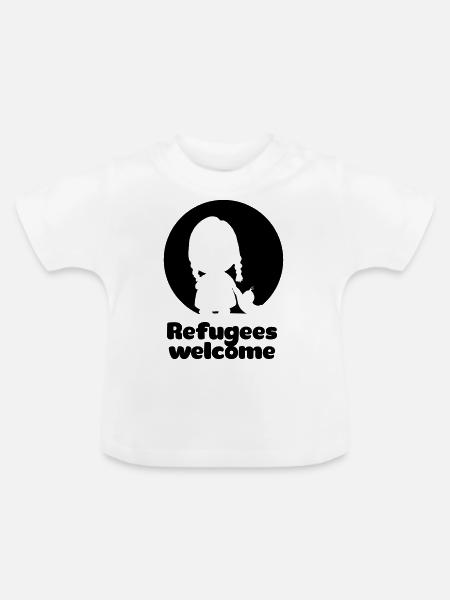 Refugees welcome - Baby Bio-T-Shirt mit Rundhals - Weiß
