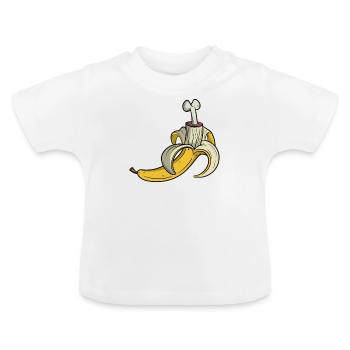Banana with bone - Baby Organic T-Shirt with Round Neck - white - Front