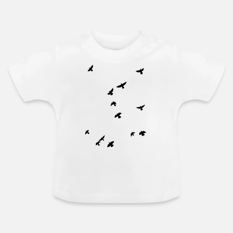 Oiseaux migrateurs dans le ciel - T-shirt bio col rond Bébé - blanc