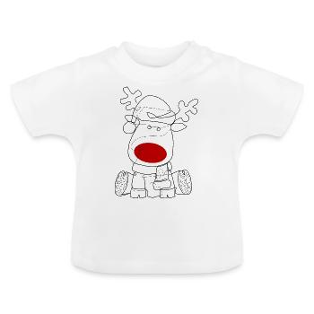 Rudolph noir - T-shirt bio col rond Bébé - blanc - Devant