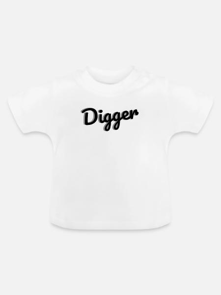 Digger - Baby Bio-T-Shirt mit Rundhals - Weiß