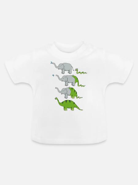 Dinosaurier-Evolution - Baby Bio-T-Shirt mit Rundhals - Weiß