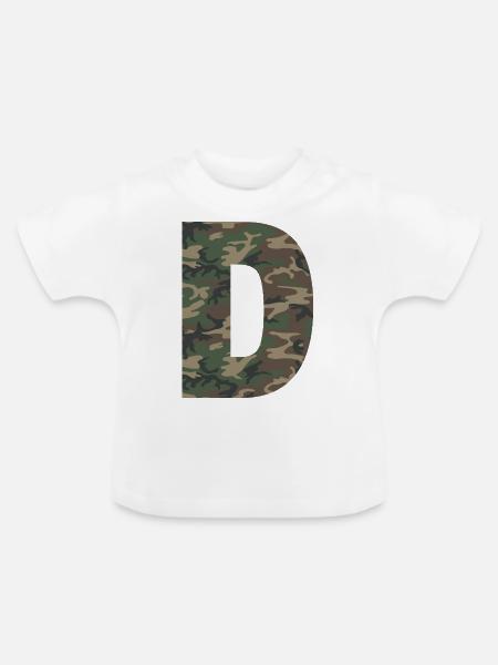 Robuster Buchstabe D im Tarnmuster! - Baby Bio-T-Shirt mit Rundhals - Weiß