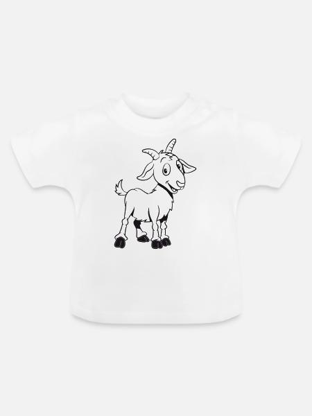 Ziege meckern lächeln - Baby Bio-T-Shirt mit Rundhals - Weiß