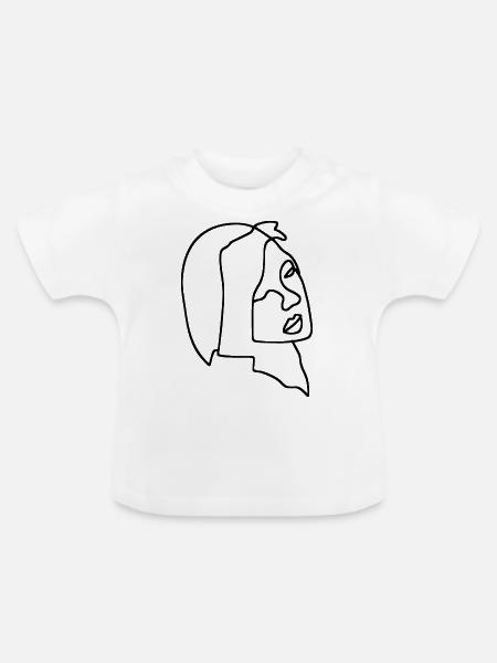 Frauen Linienkunst - Baby Bio-T-Shirt mit Rundhals - Weiß