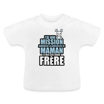 annoncer grossesse je vais être grand frere - T-shirt bio col rond Bébé - blanc - Devant
