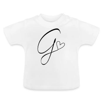 Lettre G Lettre G Calligraphie - T-shirt bio col rond Bébé - blanc - Devant