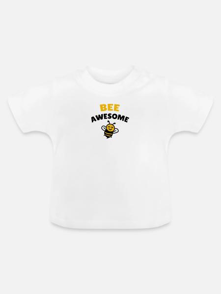 Bee awesome - Baby Bio-T-Shirt mit Rundhals - Weiß