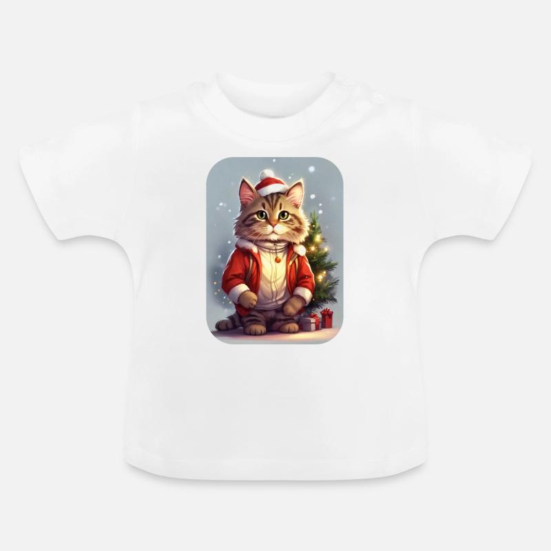 Modèle vierge de chat de Noël 1.8 - T-shirt bio col rond Bébé - blanc
