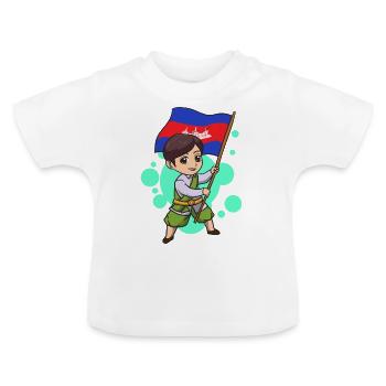 Temple du Cambodge Khmer Vintage drapeau je cadeau - T-shirt bio col rond Bébé - blanc - Devant