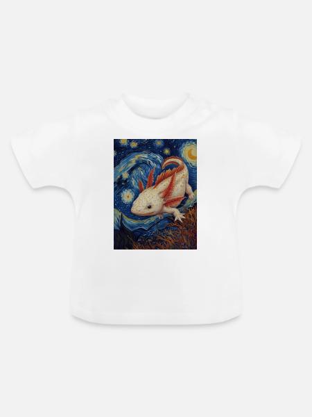 axolotl, van gogh, sternennacht - Baby Bio-T-Shirt mit Rundhals - Weiß