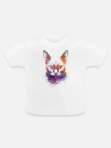 Bunte Katzen - Baby Bio-T-Shirt mit Rundhals - Weiß