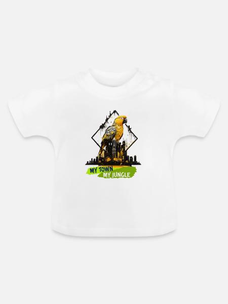 my town, my jungle - Baby Bio-T-Shirt mit Rundhals - Weiß