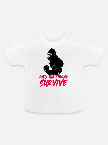 gorilla strong 1 - Baby Bio-T-Shirt mit Rundhals - Weiß