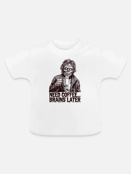 Zombie-Kaffeelauf - Baby Bio-T-Shirt mit Rundhals - Weiß