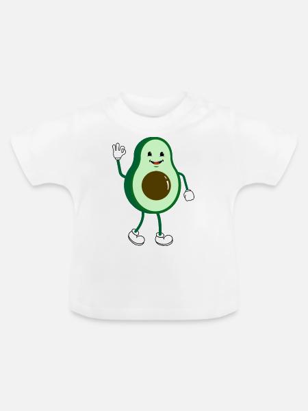 Retro Comic Cartoon Avocado - Baby Bio-T-Shirt mit Rundhals - Weiß