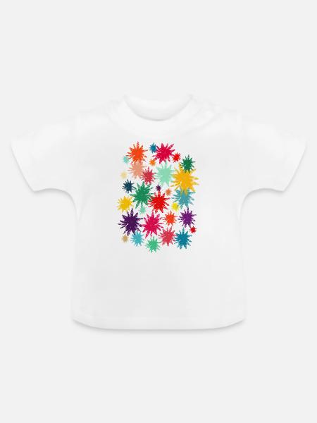 Bunte Blüten (Used) 01 - Baby Bio-T-Shirt mit Rundhals - Weiß