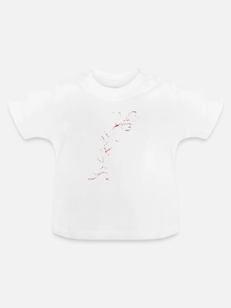 Rote Linienblume Skizze - Baby Bio-T-Shirt mit Rundhals - Weiß