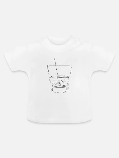 Wasserglas dunkel - Baby Bio-T-Shirt mit Rundhals - Weiß