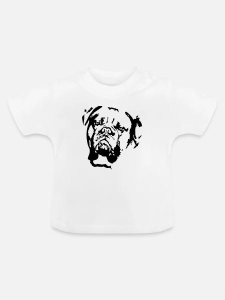 Bordeauxdogge Kopf - Baby Bio-T-Shirt mit Rundhals - Weiß