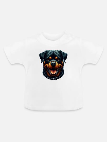 Ein friedlicher Rottweiler - Baby Bio-T-Shirt mit Rundhals - Weiß