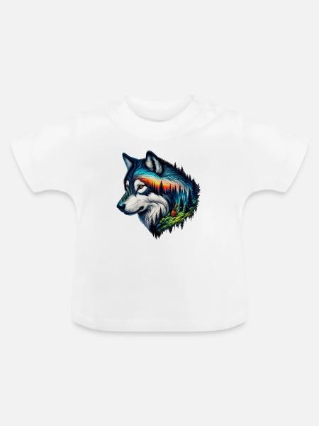 Wolf - Baby Bio-T-Shirt mit Rundhals - Weiß