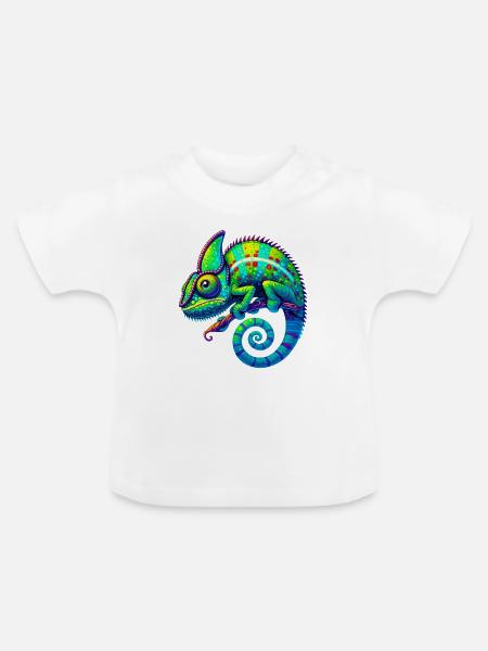 Chamäleon - Baby Bio-T-Shirt mit Rundhals - Weiß