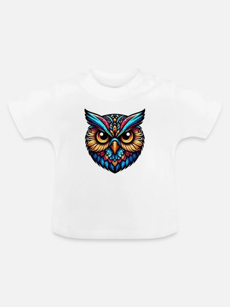 Eule - Baby Bio-T-Shirt mit Rundhals - Weiß