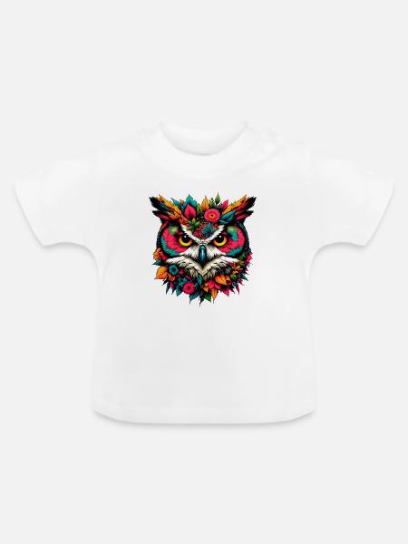 Eule - Baby Bio-T-Shirt mit Rundhals - Weiß
