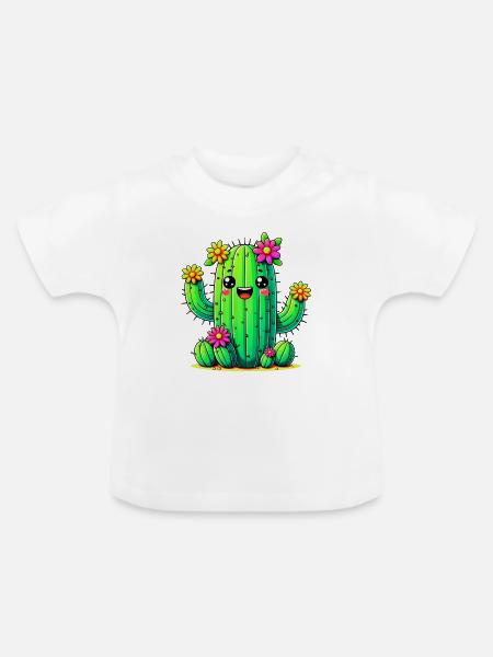 Kaktus - Baby Bio-T-Shirt mit Rundhals - Weiß