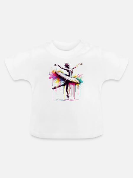 Balletttänzerin mit Tutu - Baby Bio-T-Shirt mit Rundhals - Weiß