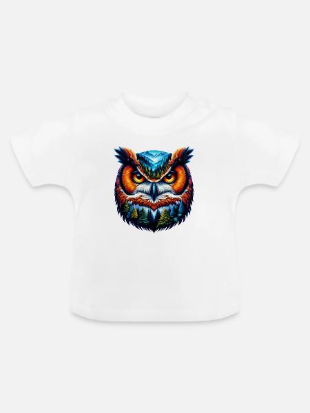 Eule - Baby Bio-T-Shirt mit Rundhals - Weiß