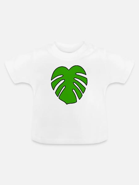 Monstera Pflanze - Baby Bio-T-Shirt mit Rundhals - Weiß