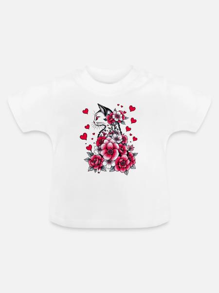 Weiße Katze - Baby Bio-T-Shirt mit Rundhals - Weiß