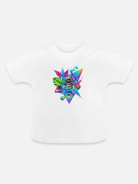 Futuristischer Technodschungel Print - Baby Bio-T-Shirt mit Rundhals - Weiß