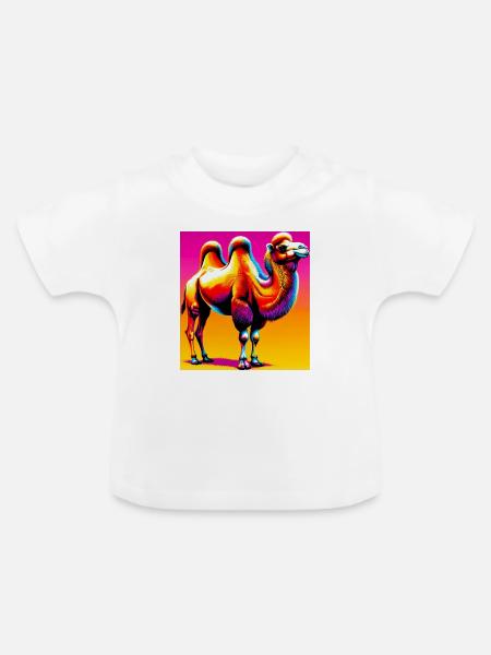 Kamel - Baby Bio-T-Shirt mit Rundhals - Weiß
