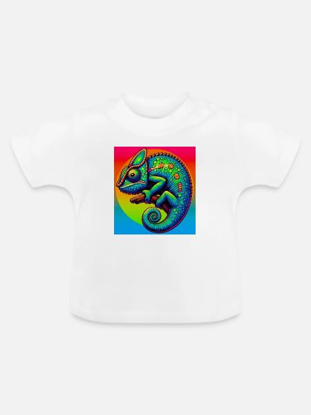 Chamäleon - Baby Bio-T-Shirt mit Rundhals - Weiß