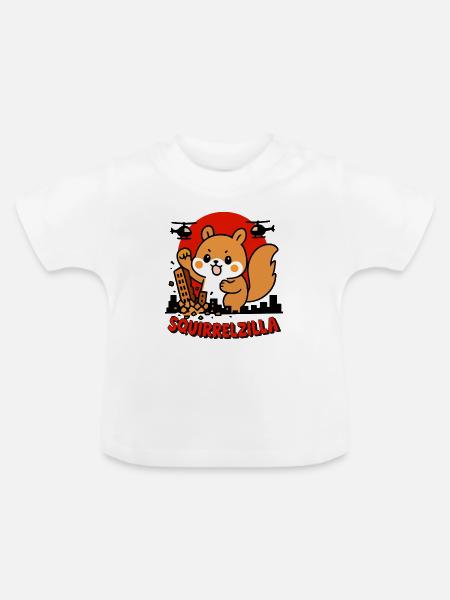 Squirrelzilla Urbanes Abenteuer - Baby Bio-T-Shirt mit Rundhals - Weiß