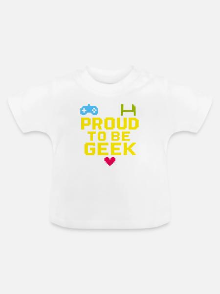 Stolzer Retro-Pixel-Geek - Baby Bio-T-Shirt mit Rundhals - Weiß