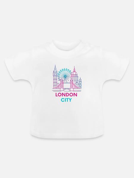 London Neon Skyline - Baby Bio-T-Shirt mit Rundhals - Weiß