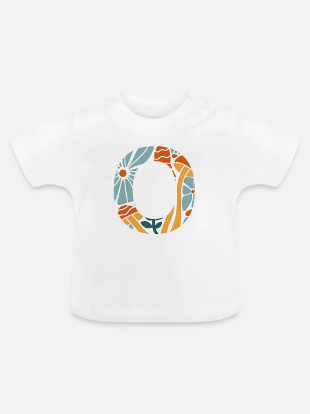Letter o groovy Blumen Geschenkidee - Baby Bio-T-Shirt mit Rundhals - Weiß