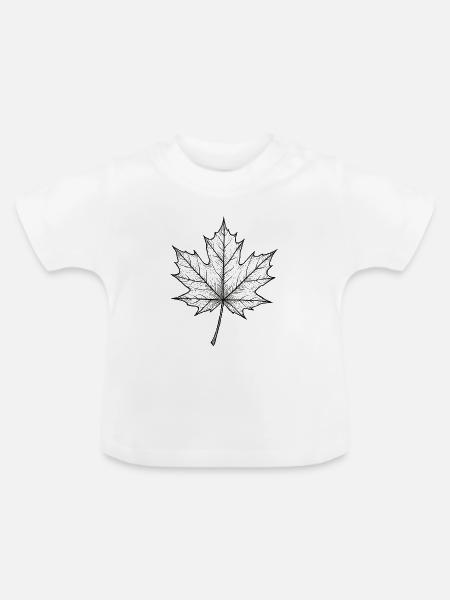 Metallisch Glänzendes Ahornblatt - Baby Bio-T-Shirt mit Rundhals - Weiß