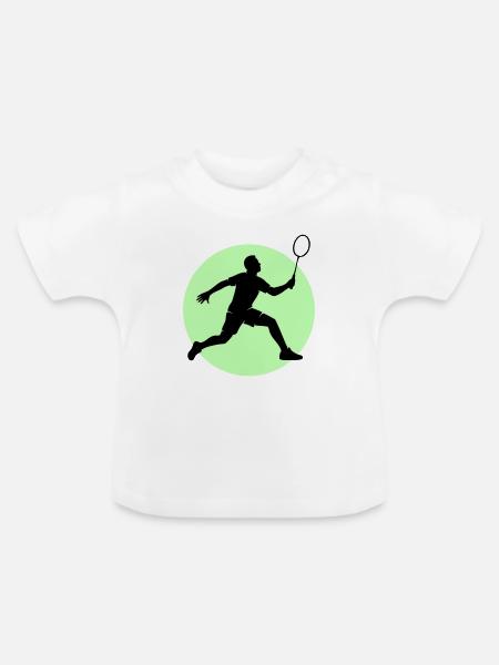 Badminton Spieler Vorhand - Baby Bio-T-Shirt mit Rundhals - Weiß