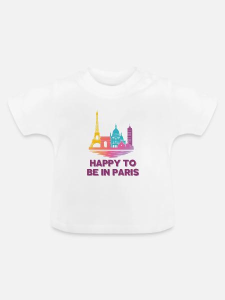 Pastel Paris Skyline - Baby Bio-T-Shirt mit Rundhals - Weiß