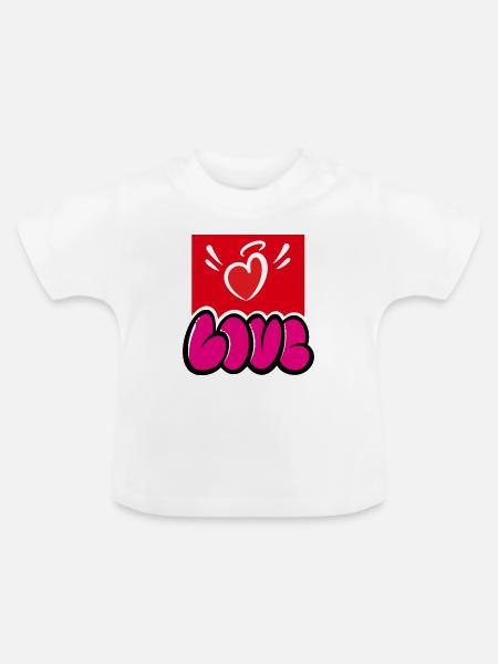 Liebe Streetart - Baby Bio-T-Shirt mit Rundhals - Weiß