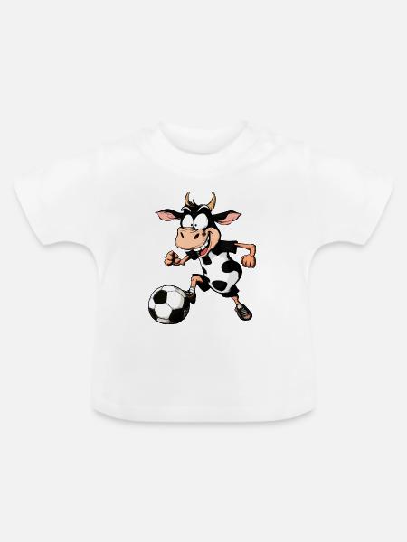 Kuh Fussballer - Baby Bio-T-Shirt mit Rundhals - Weiß