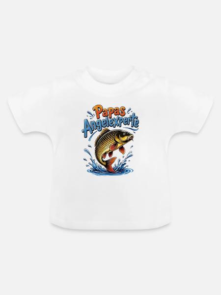Papas Angelexperte - Baby Bio-T-Shirt mit Rundhals - Weiß