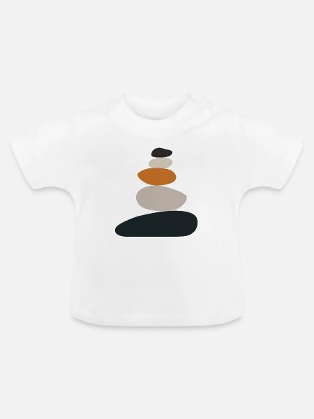 Steinestapel Zen Balance - Baby Bio-T-Shirt mit Rundhals - Weiß