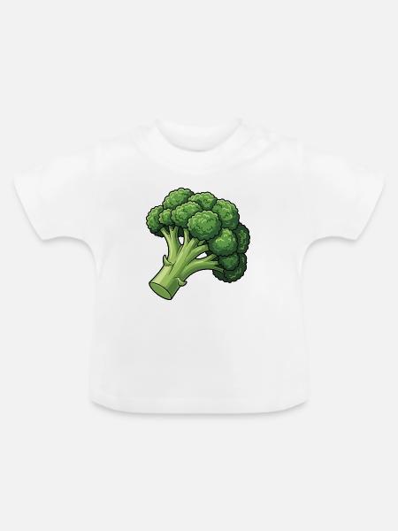Lebhafter Brokkoli Cartoon - Baby Bio-T-Shirt mit Rundhals - Weiß