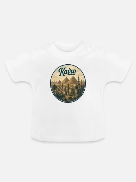 Kairo Retro Pyramiden Panorama - Baby Bio-T-Shirt mit Rundhals - Weiß